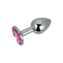 Load image into Gallery viewer, toosh-silver-metal-butt-plug-small-pink-stone
