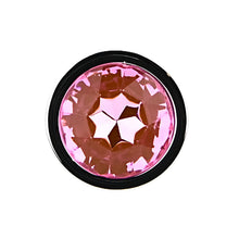 Load image into Gallery viewer, toosh-silver-metal-butt-plug-medium-pink-stone
