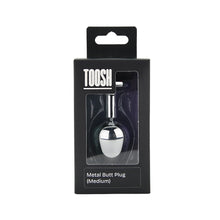 Load image into Gallery viewer, toosh-silver-metal-butt-plug-medium-pink-stone
