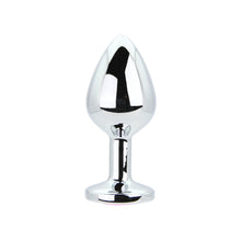 Load image into Gallery viewer, toosh-silver-metal-butt-plug-medium-pink-stone
