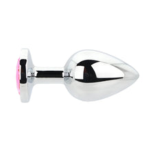 Load image into Gallery viewer, toosh-silver-metal-butt-plug-large-pink-stone

