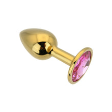 Load image into Gallery viewer, toosh-gold-metal-butt-plug-small-pink-stone
