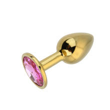 Load image into Gallery viewer, toosh-gold-metal-butt-plug-small-pink-stone
