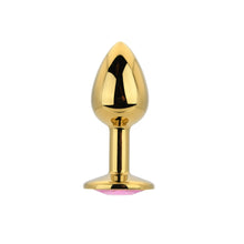 Load image into Gallery viewer, toosh-gold-metal-butt-plug-small-pink-stone
