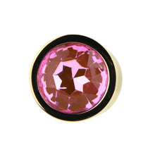 Load image into Gallery viewer, toosh-gold-metal-butt-plug-medium-pink-stone
