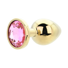 Load image into Gallery viewer, toosh-gold-metal-butt-plug-large-pink-stone

