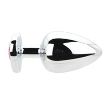 Load image into Gallery viewer, toosh-heart-shaped-silver-butt-plug-with-red-stone-large
