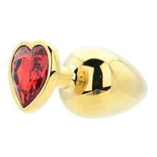 Load image into Gallery viewer, toosh-heart-shaped-gold-butt-plug-with-red-stone-large
