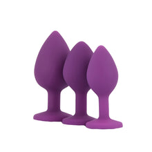 Load image into Gallery viewer, toosh-silicone-butt-plug-purple-set-of-3-clear-stone
