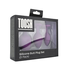 Load image into Gallery viewer, toosh-silicone-butt-plug-purple-set-of-3-clear-stone
