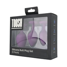 Load image into Gallery viewer, toosh-silicone-butt-plug-purple-set-of-3-clear-stone
