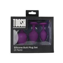 Load image into Gallery viewer, toosh-silicone-butt-plug-purple-set-of-3-clear-stone
