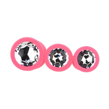 Load image into Gallery viewer, toosh-silicone-butt-plug-pink-set-of-3-clear-stone
