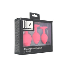 Load image into Gallery viewer, toosh-silicone-butt-plug-pink-set-of-3-clear-stone
