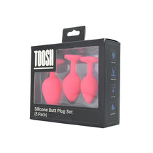 Load image into Gallery viewer, toosh-silicone-butt-plug-pink-set-of-3-clear-stone
