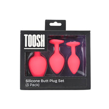 Load image into Gallery viewer, toosh-silicone-butt-plug-pink-set-of-3-clear-stone
