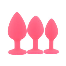 Load image into Gallery viewer, toosh-silicone-butt-plug-pink-set-of-3-clear-stone
