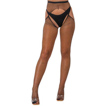 Load image into Gallery viewer, lace-by-lj-fishnet-crotchless-pantyhose-black
