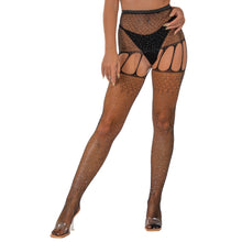 Load image into Gallery viewer, lace-by-lj-rhinestone-suspender-tights-black
