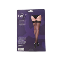 Load image into Gallery viewer, lace-by-lj-sheer-hold-up-stockings-with-backseam-black
