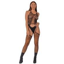 Load image into Gallery viewer, lace-by-lj-lace-suspender-bodystocking-black
