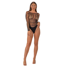 Load image into Gallery viewer, lace-by-lj-seamless-lace-longsleeved-bodysuit-black
