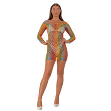 Load image into Gallery viewer, lace-by-lj-rainbow-long-sleeved-mini-dress
