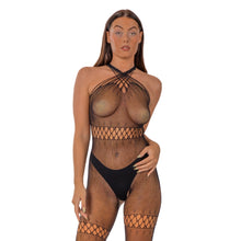 Load image into Gallery viewer, lace-by-lj-crossover-neck-crotchless-bodystocking
