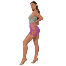 Load image into Gallery viewer, lace-by-lj-ombre-faux-lace-up-mini-dress
