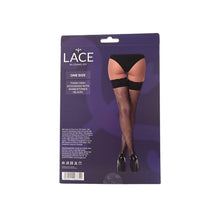 Load image into Gallery viewer, lace-by-lj-fishnet-thigh-high-stockings-with-rhinestones
