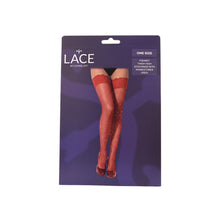Load image into Gallery viewer, lace-by-lj-fishnet-thigh-high-stockings-with-rhinestones
