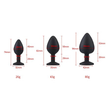 Load image into Gallery viewer, toosh-silicone-butt-plug-black-set-of-3-clear-stone

