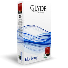 Load image into Gallery viewer, glyde-ultra-blueberry-flavour-vegan-condoms-10-pack
