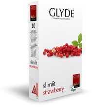 Load image into Gallery viewer, glyde-ultra-slimfit-strawberry-flavour-vegan-condoms-10-pack
