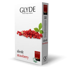 Load image into Gallery viewer, glyde-ultra-slimfit-strawberry-flavour-vegan-condoms-10-pack
