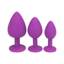 Load image into Gallery viewer, loving-joy-jewelled-silicone-butt-plug-purple-medium
