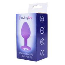 Load image into Gallery viewer, loving-joy-jewelled-silicone-butt-plug-purple-medium
