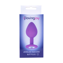 Load image into Gallery viewer, loving-joy-jewelled-silicone-butt-plug-purple-medium
