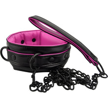 Load image into Gallery viewer, bound-to-please-pink-black-bondage-collar-leash
