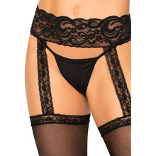 Load image into Gallery viewer, leg-avenue-sheer-thigh-high-stockings-with-attached-lace-garterbelt
