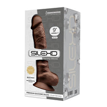 Load image into Gallery viewer, 9-inch-realistic-silicone-dual-density-dildo-with-suction-cup-with-balls-brown
