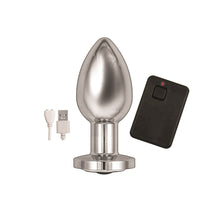 Load image into Gallery viewer, ass-sation-remote-vibrating-metal-butt-plug-silver
