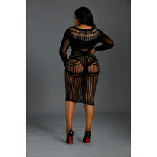 Load image into Gallery viewer, moonlight-long-sleeve-lace-dress-black-plus-size
