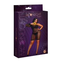 Load image into Gallery viewer, moonlight-black-stripe-mini-dress-plus-size
