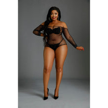 Load image into Gallery viewer, moonlight-black-off-the-shoulder-sparkle-body-plus-size
