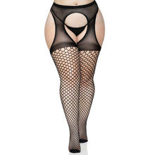 Load image into Gallery viewer, leg-avenue-lace-oval-net-suspender-tights-plus-size
