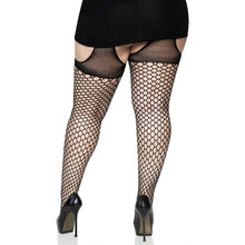 Load image into Gallery viewer, leg-avenue-lace-oval-net-suspender-tights-plus-size
