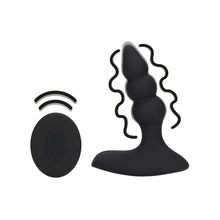 Load image into Gallery viewer, beaded-vibrating-anal-plug-with-remote-control-black
