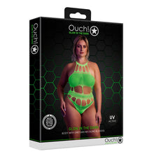 Load image into Gallery viewer, cut-out-thong-bodysuit-neon-green-plus-size
