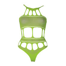 Load image into Gallery viewer, cut-out-thong-bodysuit-neon-green-plus-size

